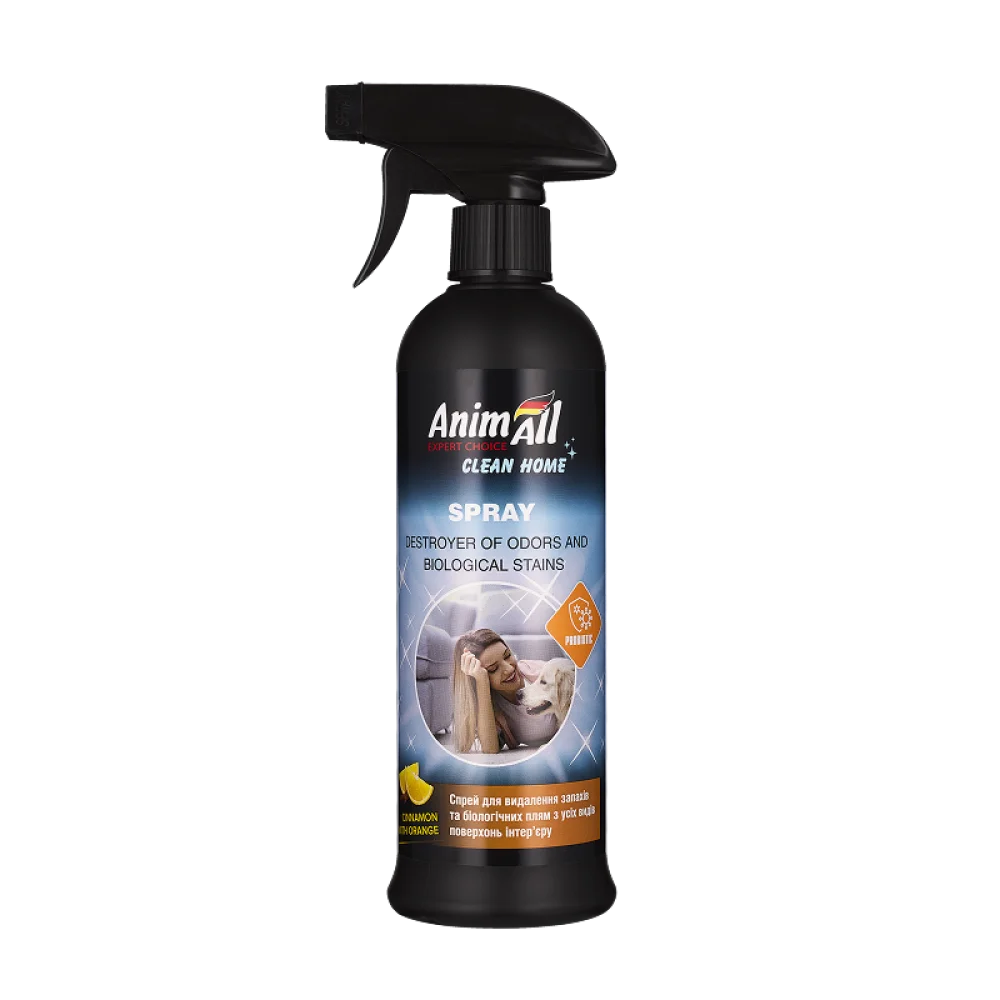 Спрей Animall Cleane Home ліквідатор запахів та біологічних плям, кориця з апельсином, 500 мл